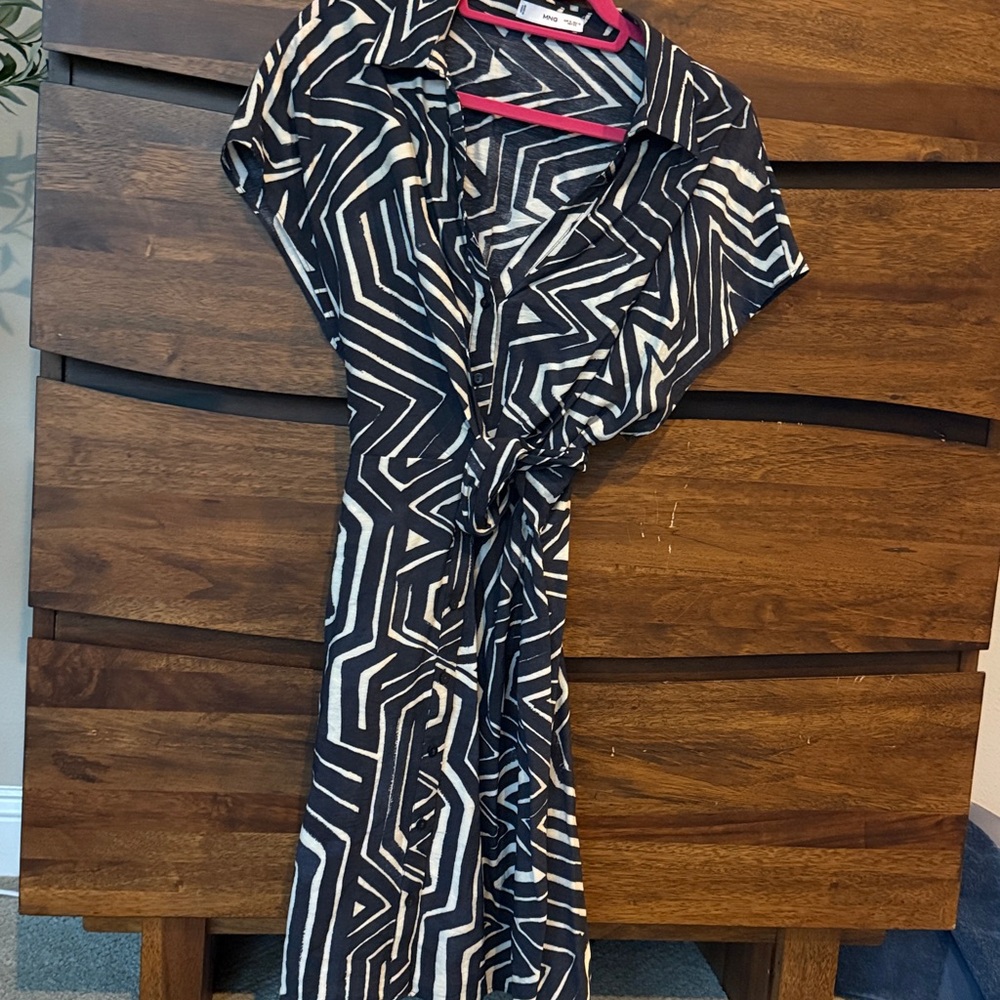 Mango Black and White Patterned Dress